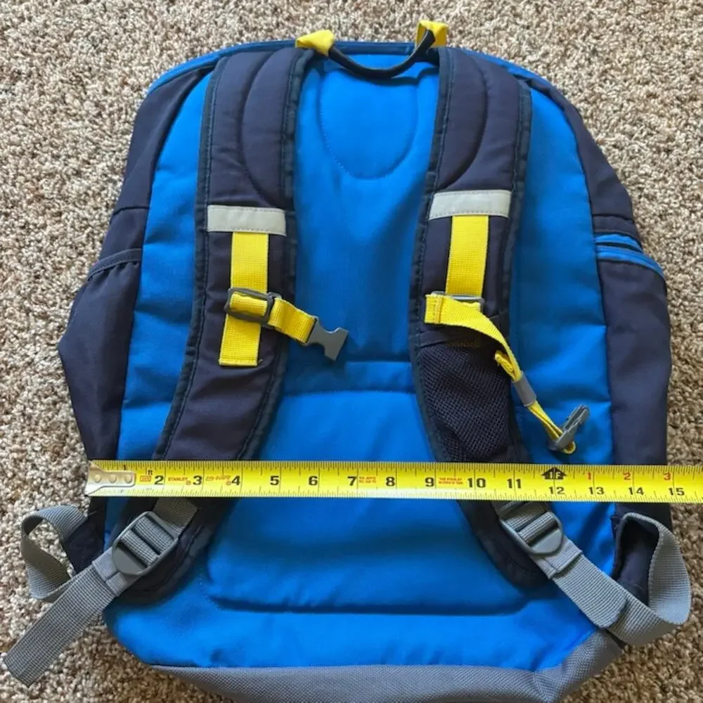 Lands' End ClassMate Large Backpack Blue/Gray with Yellow Straps